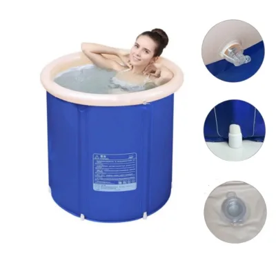 Baignoire d'eau froide pliable bleue