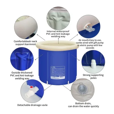 Baignoire d'eau froide pliable bleue – image 3