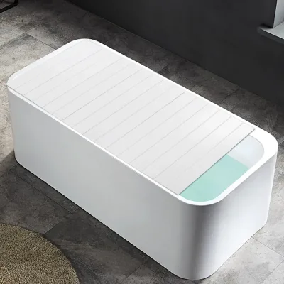 Cache de baignoire pliable blanc, cadre inox – image 3