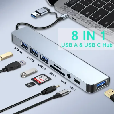 Hub USB C 8 en 1 avec lecteur de carte SD/TF