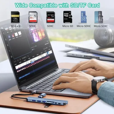 Hub USB C 8 en 1 avec lecteur de carte SD/TF – image 3
