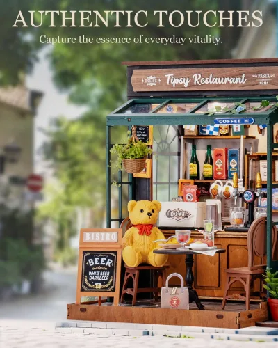 Maison miniature bistrot en bois, puzzle 3D – image 3