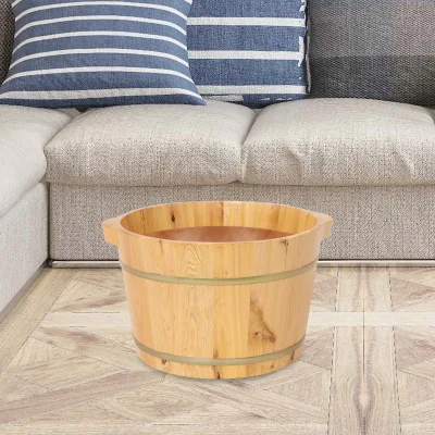 Seau en bois de cyprès pour bain de pieds – image 3