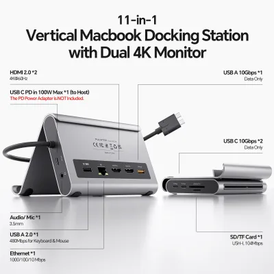 Station d'accueil USB-C 11 ports en aluminium – image 2