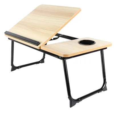 Table de lit pliable noire et aspect bois – image 2