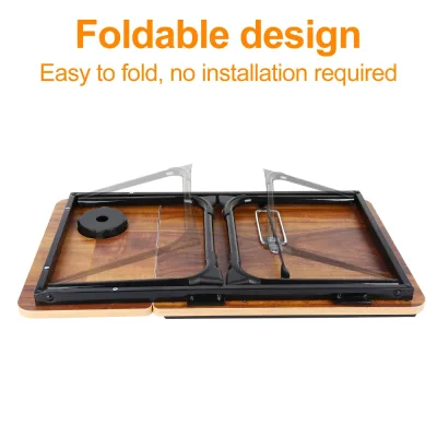Table de lit pliable noire et aspect bois – image 3