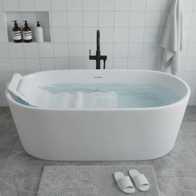 Tapis de bain blanc alvéolé avec coussin